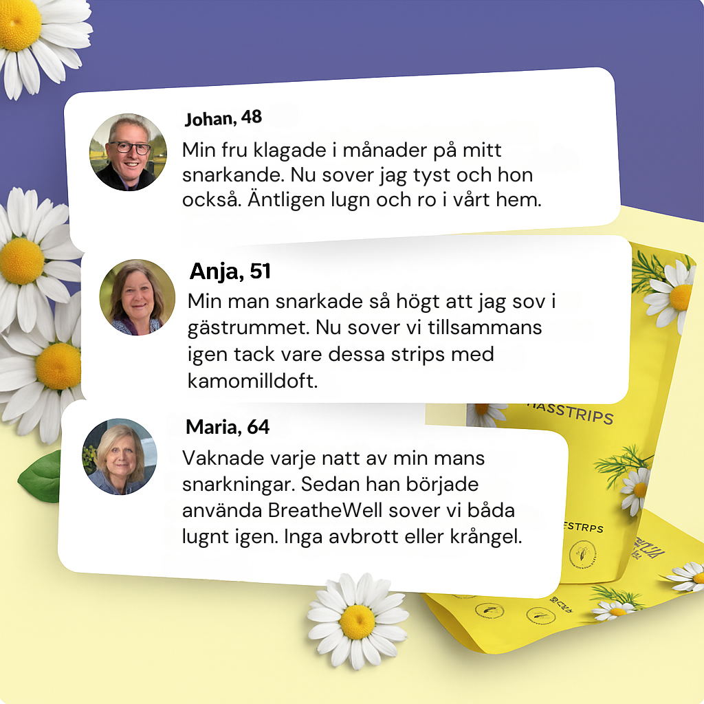 BreatheWell – Kamomille näsremsor, andas fritt och sov hela natten.